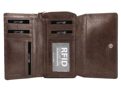 ANTI-RFID women's wallet in genuine multi-compartment leather 