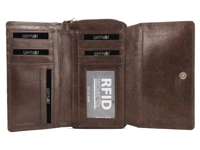 Portafoglio ANTI-RFID da donna in vera pelle multi scomparto