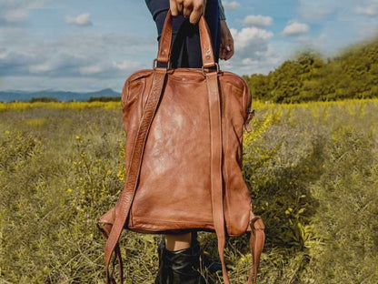 Stephen unisex backpack in genuine vintage effect leather 