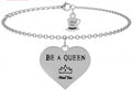 "Il "C'era una volta" lo lascio alle principesse, io sono una Regina!"  Questo bracciale è dedicato a tutte noi, al nostro carattere forte e deciso e con un unico difetto: a volte ci dimentichiamo di quanto valiamo!  Bracciale con ciondolo a forma di cuore con all'interno incisa la frase "BE A QUEEN" per sentirsi una vera regina e la sagoma della corona.