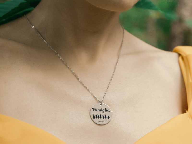 Stainless steel Family necklace snow white collection by Mad Tea