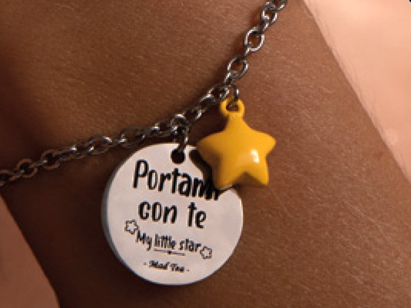 Bracciale "My little star" in acciaio con stellina smaltata gialla collezione My little Star by mad Tea