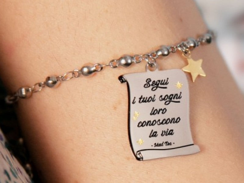 Bracciale "Pergamena dei sogni" in acciaio collezione Wanderlust di Mad Tea