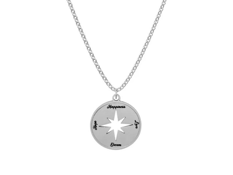 La vita è un viaggio, scegli tu la destinazione ❤️  Questa collana è ispirata alla classica rosa dei venti utilizzata sin dai tempi antichi per orientarsi durante i lunghi viaggi. Particolarità di questo gioiello sono i suoi punti cardinali: HAPPINESS,LOVE,DREAM e HOPE. Questi sentimenti infatti rappresentano la meta di un viaggio interiore, quel viaggio che tutti noi realizziamo per raggiungere i nostri sogni.  Da qui nasce così la Rosa dei Sentimenti!