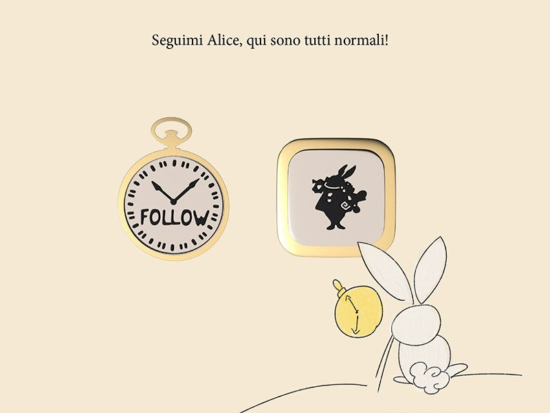 Orecchini Bianconiglio di alice nel paese delle meraviglie collezione orecchini da favola Mad Tea