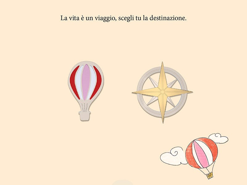 Orecchini la vita è un viaggio con mongolfiera e rosa dei venti 