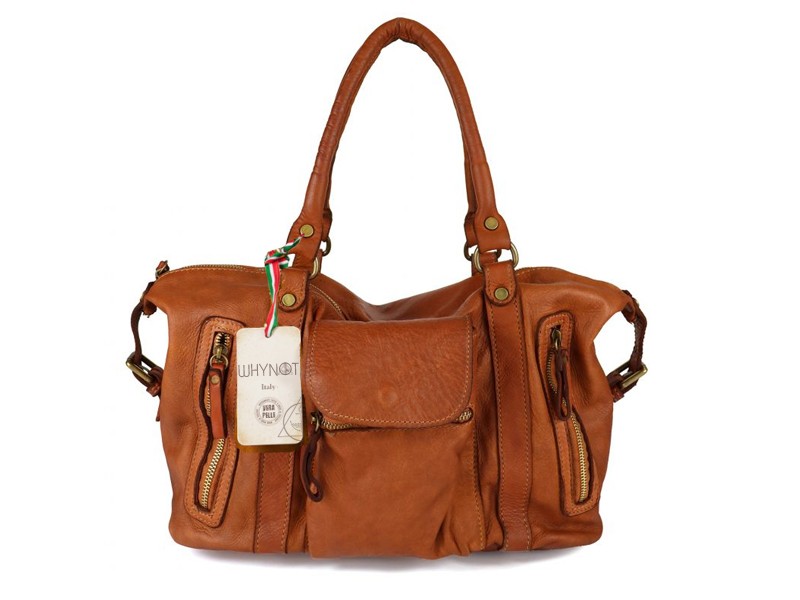 Borsa con tracolla Naike in vera pelle morbidissima effetto vintage made in italy