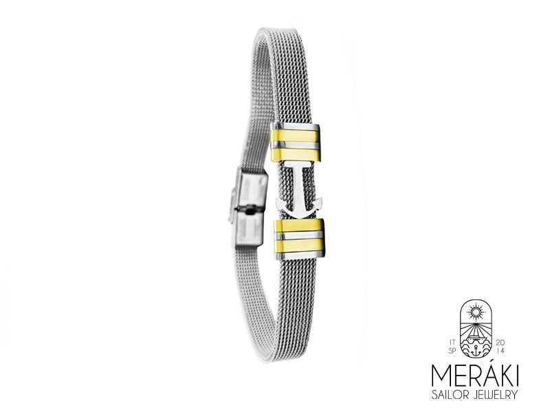 Stainless steel mesh chain bracelet with Anchor