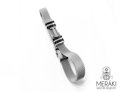 Stainless steel anchor bracelet with mesh chain
