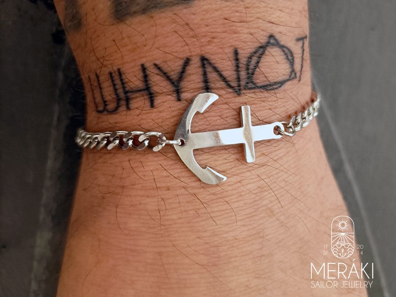 Meraki bracciale a catena con ancora centrale in acciaio