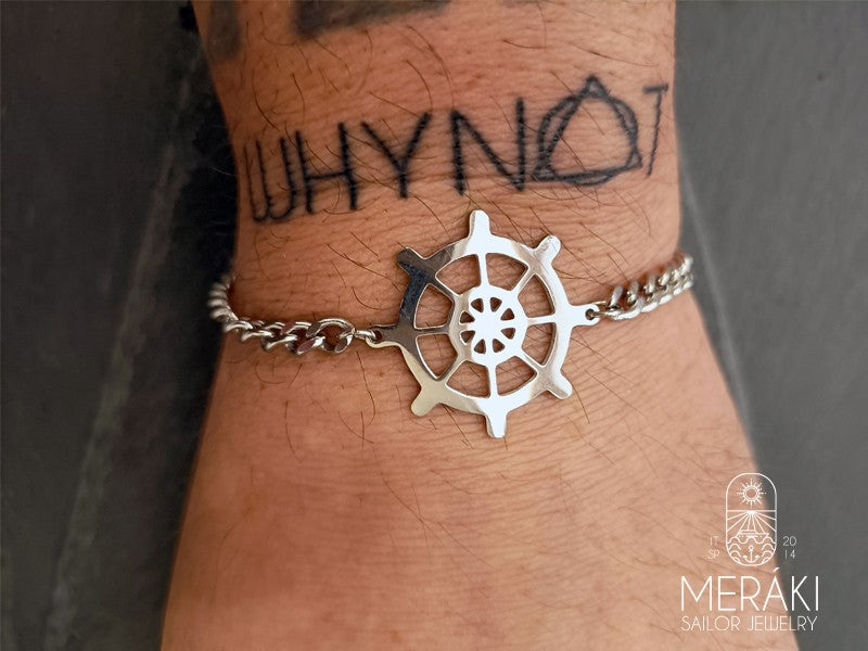 Meraki stainless steel chain with rudder bracelet