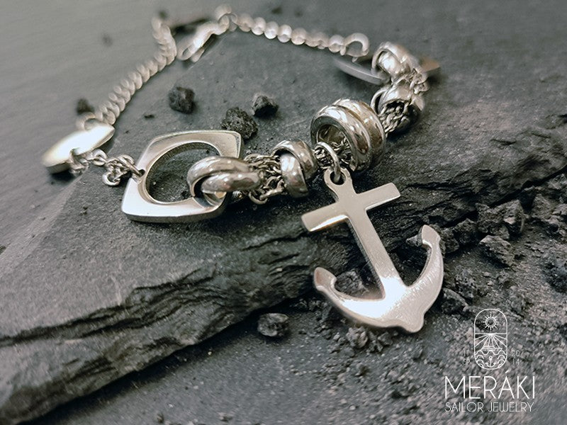 Bracciale Captain Kidd in acciaio con ancora