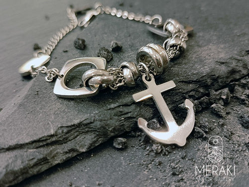 Bracciale Captain Kidd in acciaio con ancora