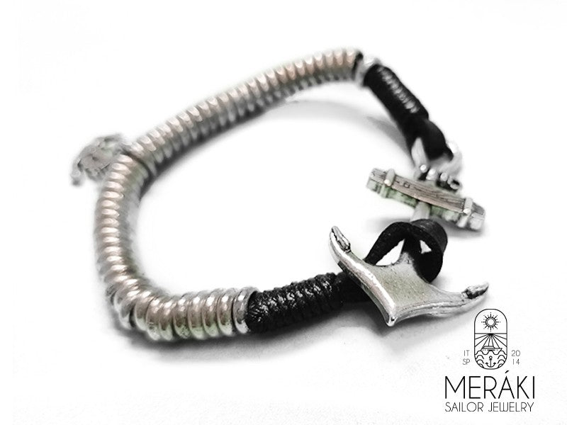 Meraki big anchor bracciale con ancora in zamak e cordino cerato