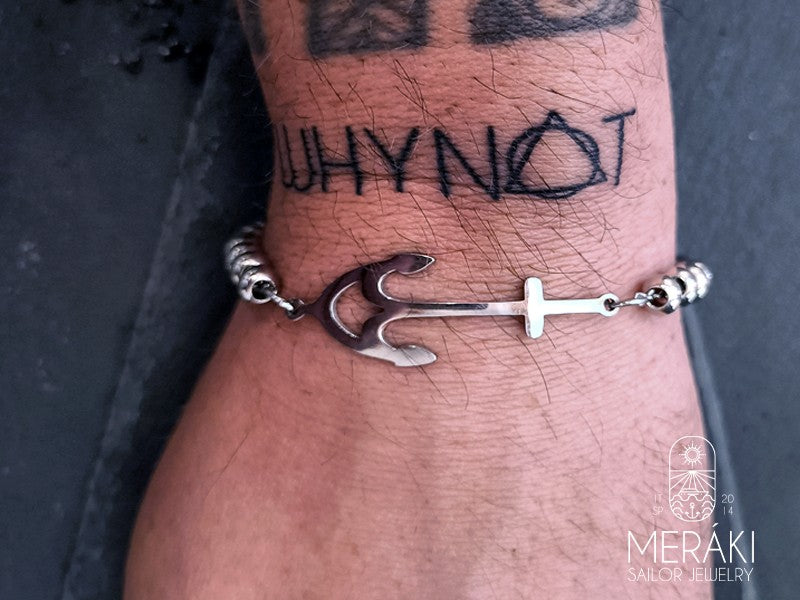 Bracciale Meraki con ancora centrale e perline