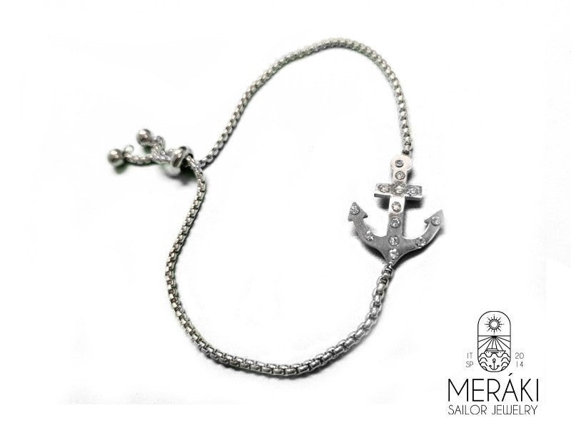 Bracciale scorrevole Avery in acciaio con ancora