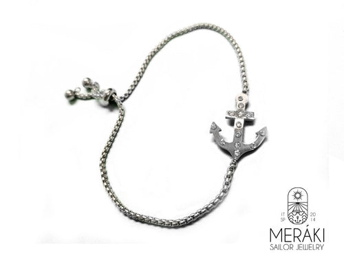 Bracciale scorrevole Avery in acciaio con ancora
