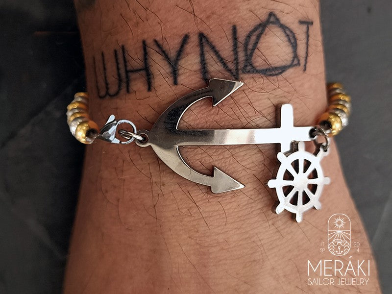 Bracciale Meraki con ancora e timone