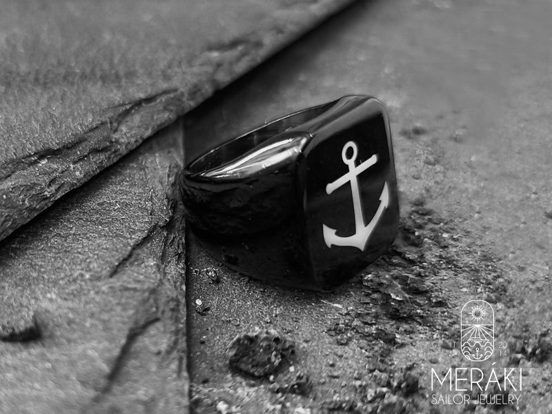 Anello Briseida in acciaio con ancora