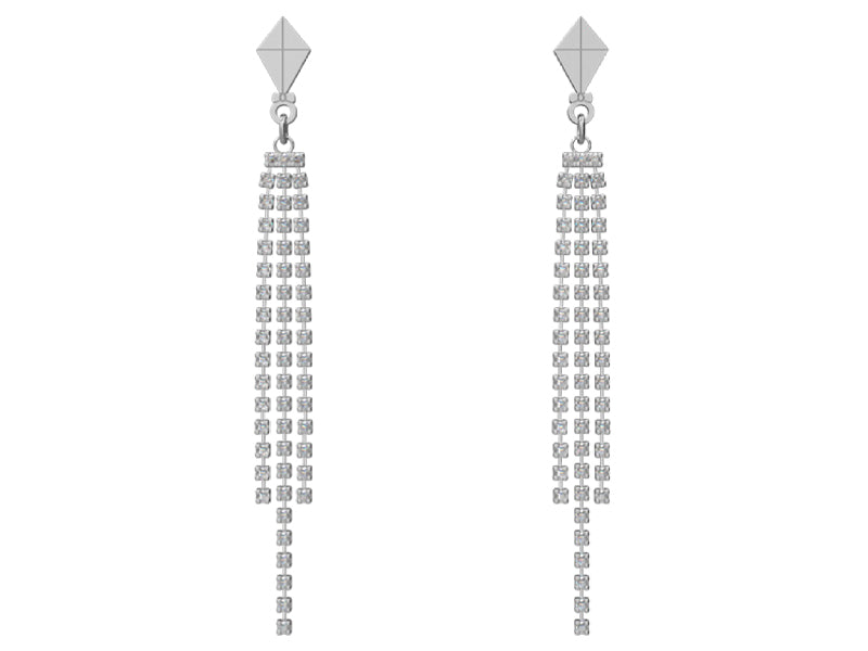 Orecchini con aquilone di Mary Poppins e coda di cristalli pendenti.