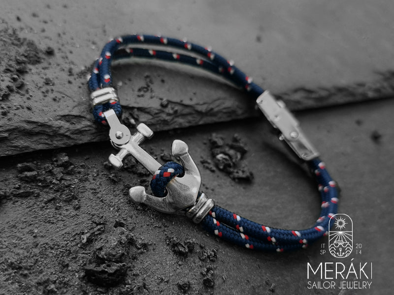 Bracciale Davis blue in acciaio con ancora