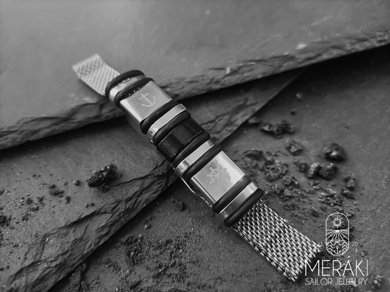 Bracciale Bellamy in acciaio con ancora e timone