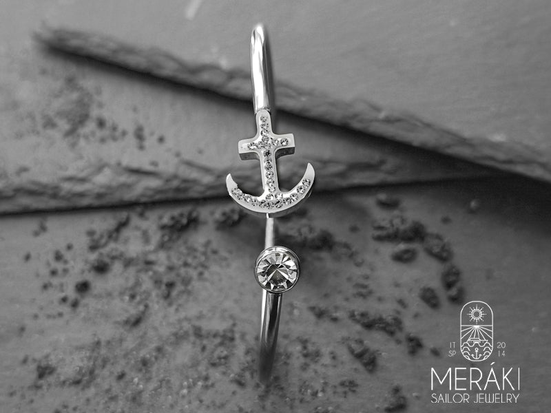 Anchor stass steel bracelet with anchor and light point 