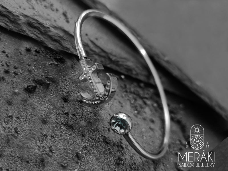Anchor stass steel bracelet with anchor and light point 