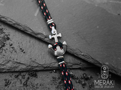 Meraki sailor jewelry Nautical cord with stainless steel anchor bracelet