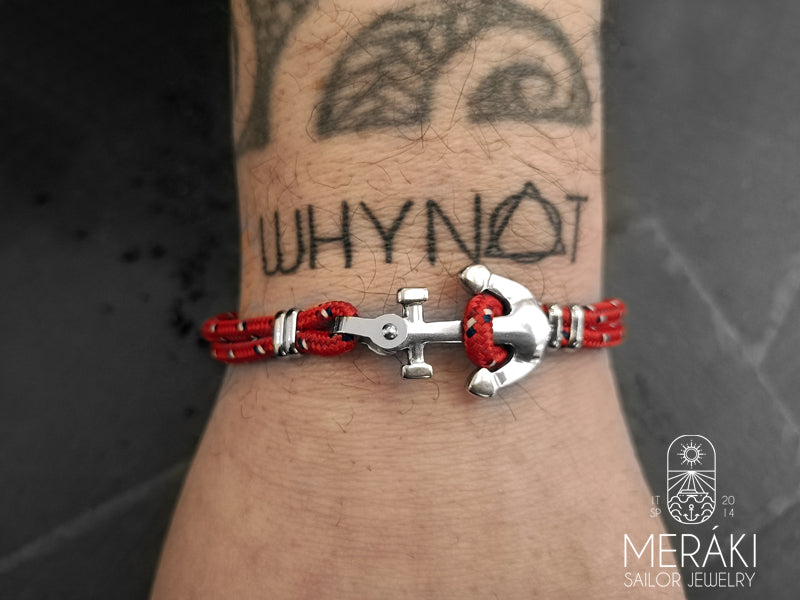 Bracciale Davis bicolor red con ancora in acciaio