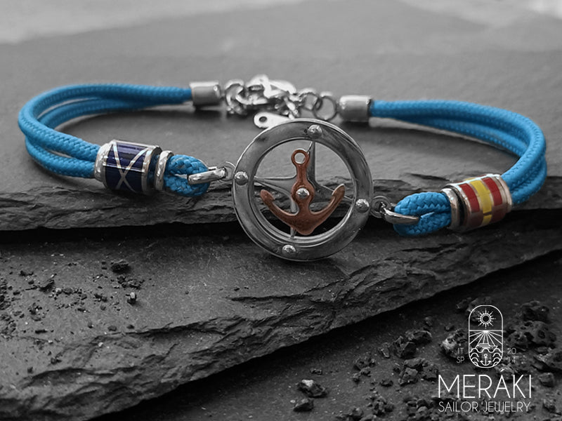 Bracciale Noah Cordino Nautico ancora e rosa dei venti