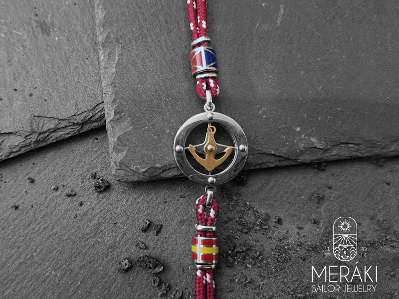 Bracciale Noah Cordino Nautico ancora e rosa dei venti