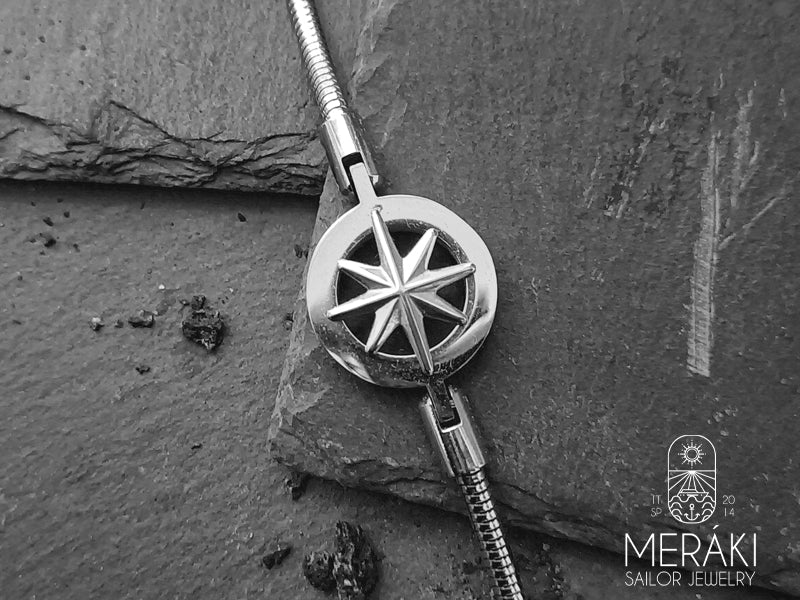 Bracciale meraki con rosa dei venti argentata