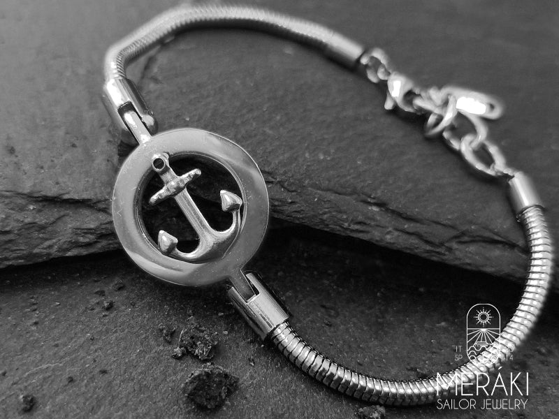 Bracciale Anchor Silver snake con ancora