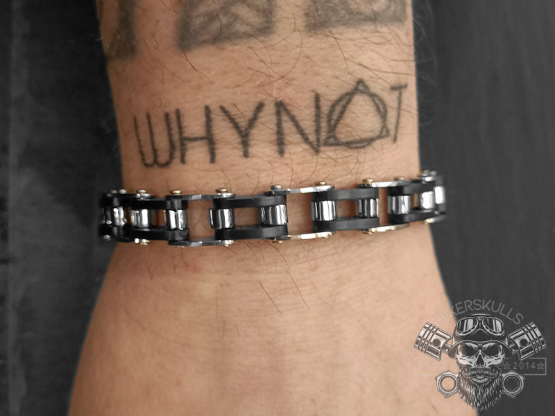 Bikerskulls stainless steel bike chain bracelet