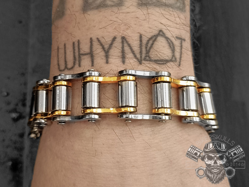 Bikerskulls stainless steel bike chain bracelet