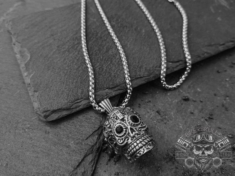 Mexican skull stainless steel necklace