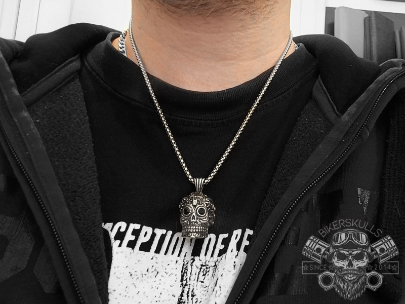 Collana Sugar Mexican Skull in acciaio