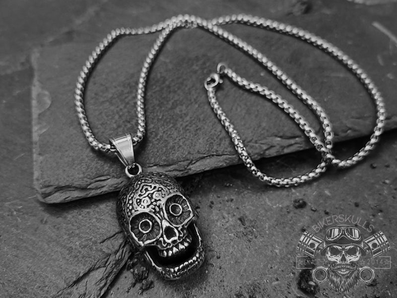 Bikerskulls stainless steel skull necklace