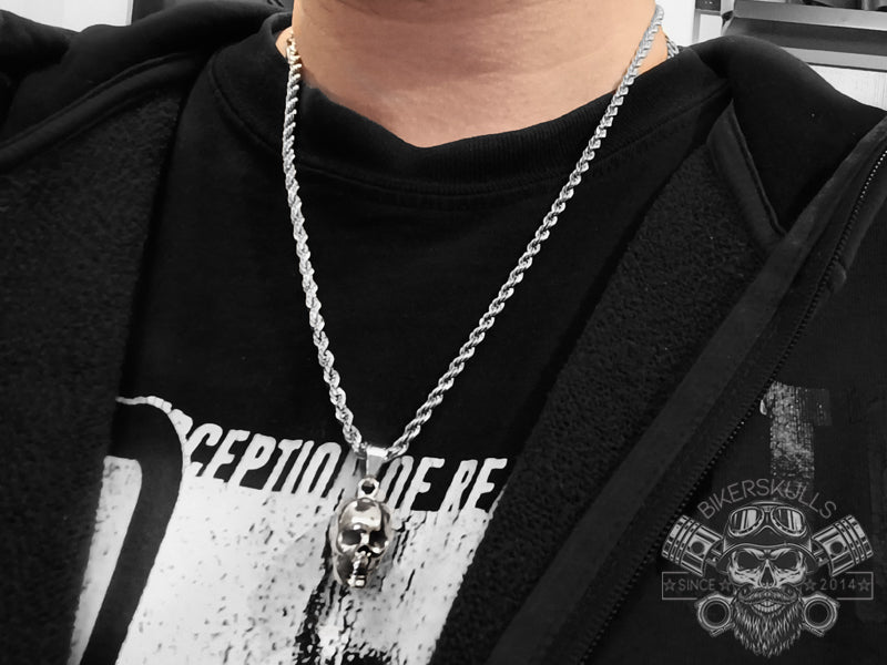 Collana Skeleton Skull in acciaio con teschio 3D