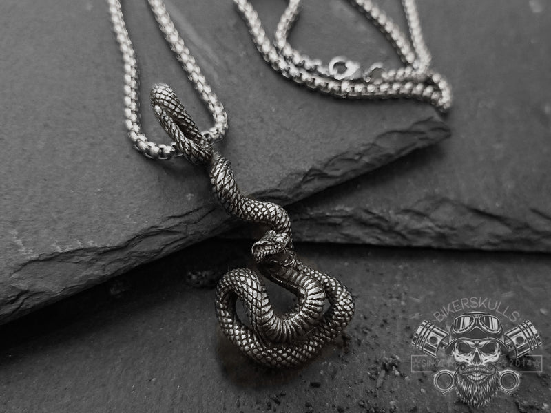 Cobra Angradar 3d snake necklace in steel 