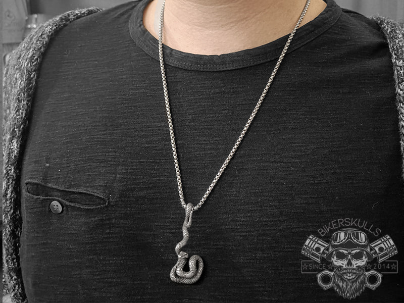 Cobra Angradar 3d snake necklace in steel 