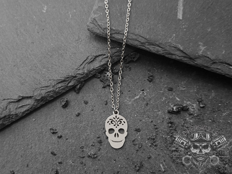 Kodama necklace with Mexican skull in steel