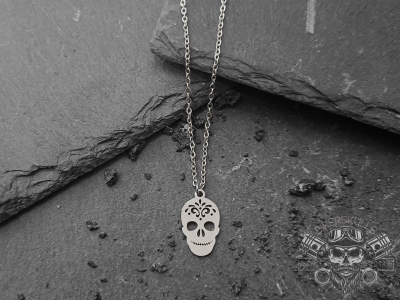 Collana Kodama con teschio messicano in acciaio
