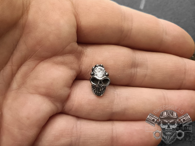Mono orecchino Darcus teschio con zircone in acciaio