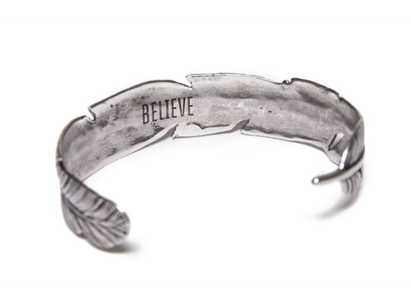 Bracciale bangle dumbo in acciaio a forma di piuma 
