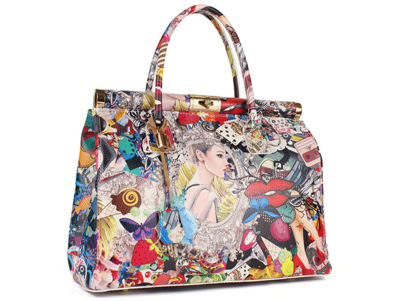 Borsa Pop Art Alice in vera pelle