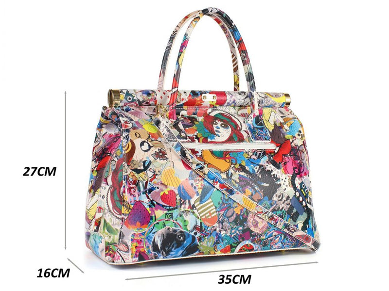 Borsa Pop Art Alice in vera pelle