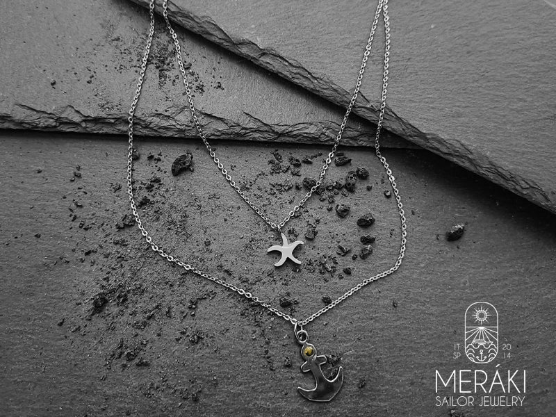 Collana Maureen doppia con ancora e stella marina