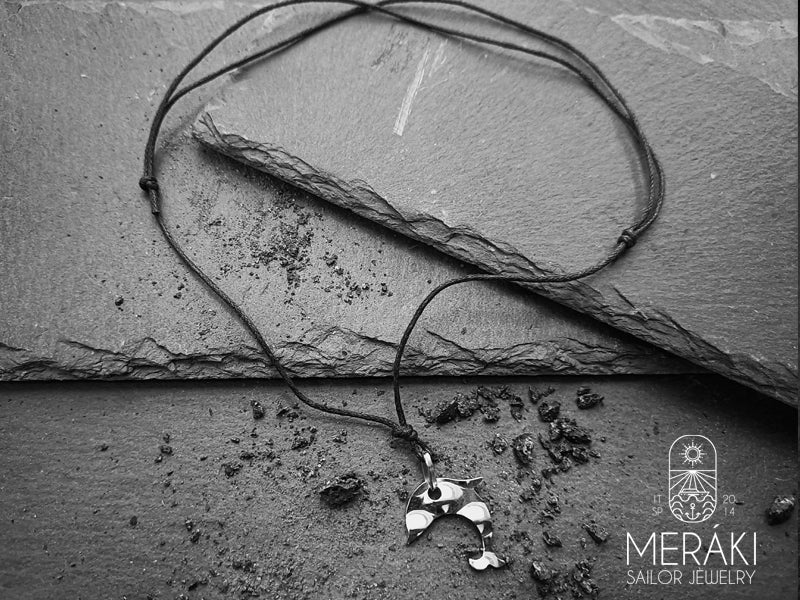 Collana Dolphin cordino cerato e acciaio